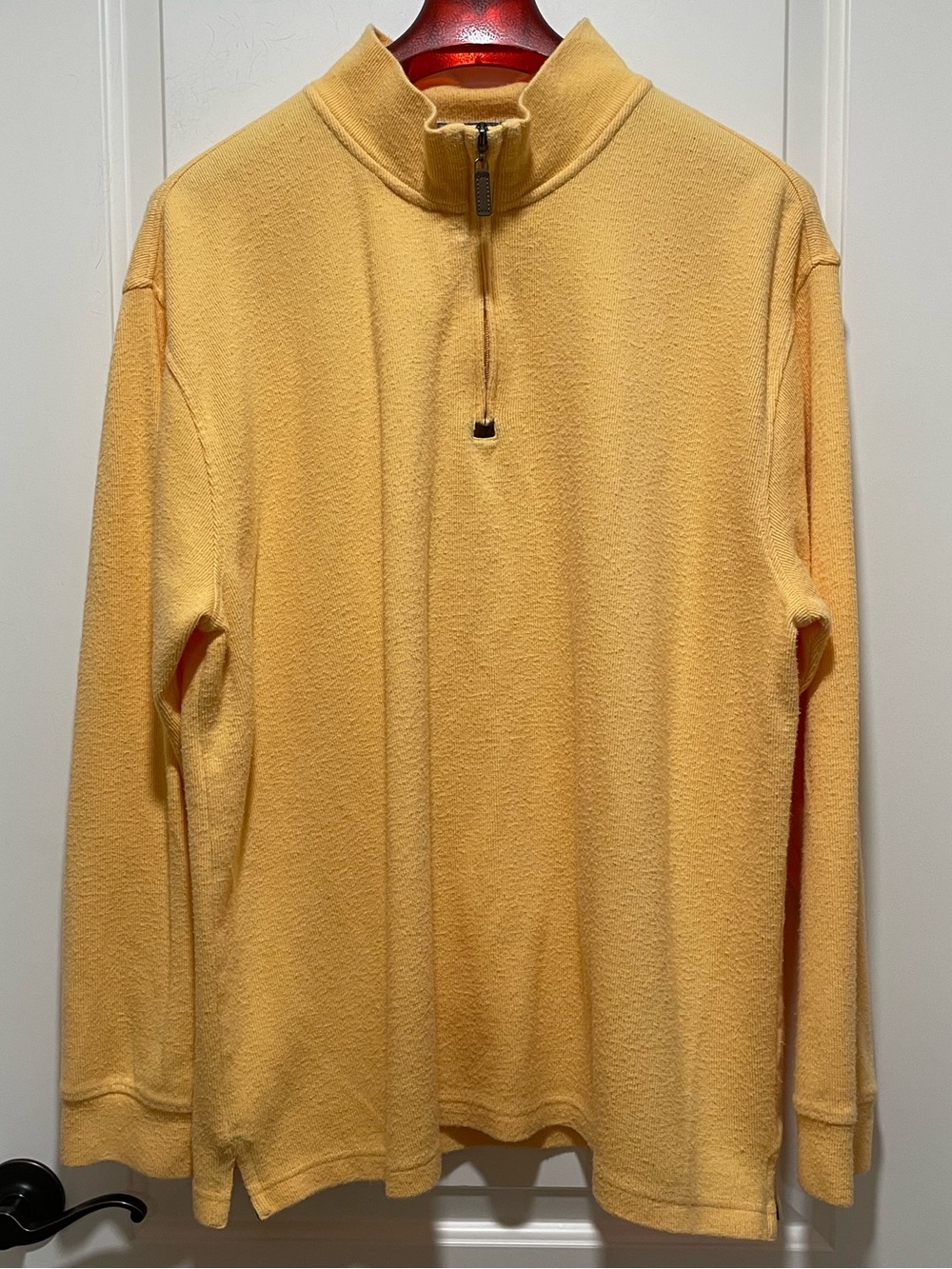 Alan Flusser Classic Preppy XXL Mens Light Yellow Half-Zip Cotton Blend Pullover